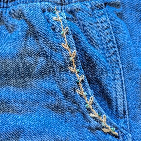 Gap Upcycled Easy Jeans, Embroidered Floral, L - Picture 5 of 8